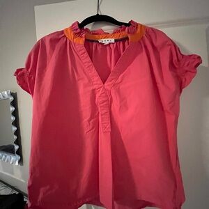 THML Pink and Orange Ruffle Blouse
